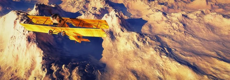 Old airplane in the sky Stock Illustration