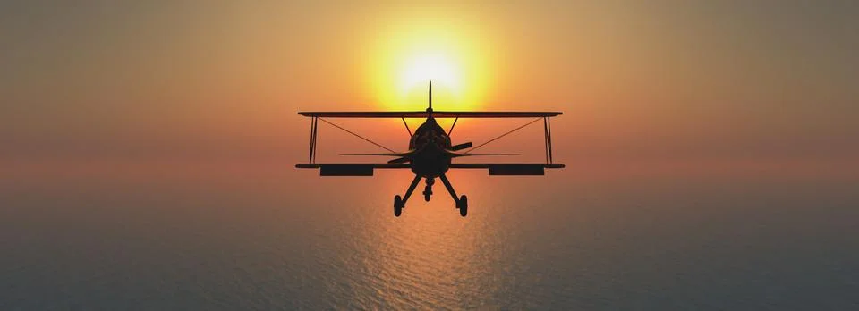 Old airplane in the sky Stock Illustration