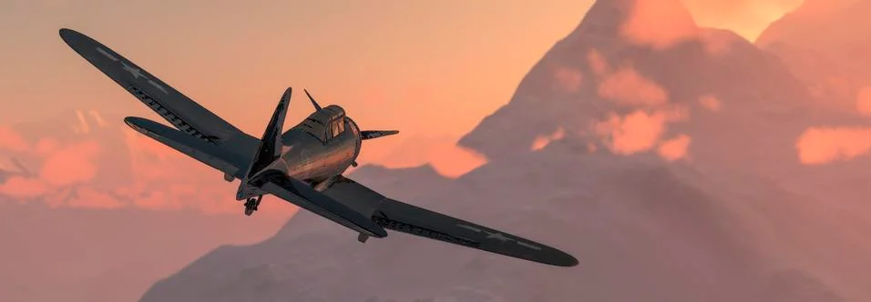 Old airplane in the sky Stock Illustration