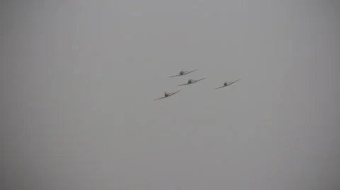 Old airplanes in formation Stock Footage 879566