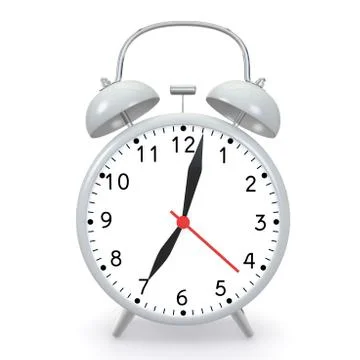 Old alarm clock grey on a white background Stock Illustration