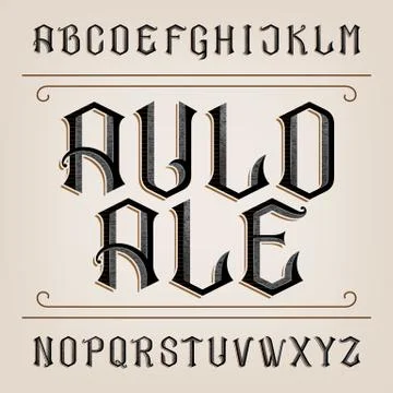 Old alphabet vector font Stock Illustration