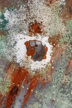 Old aluminum panel with rust and rivets. Foto stock