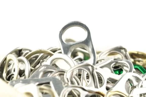 Old aluminum ring pulls Stock Photos