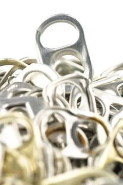 Old aluminum ring pulls Stock Photos