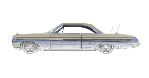 Old American car three-dimensional computer illustration, combined with the Stock-Illustration