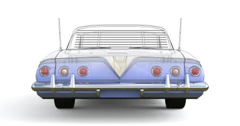 Old American car three-dimensional computer illustration, combined with the Stock-Illustration