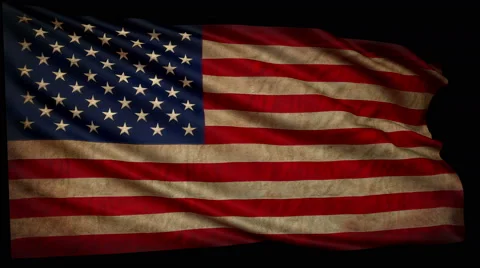 Old American flag is developing slowly in the wind Stock Footage 55619140
