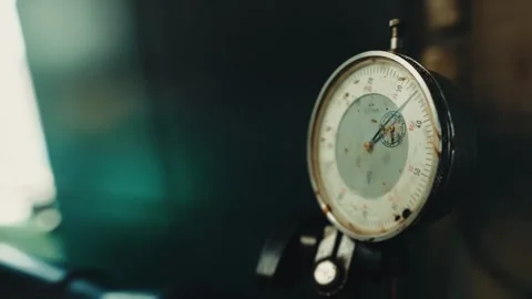 Old analog precision meter analog needle sharply deviates Stock Footage 284545163