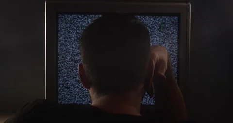 Old analog TV screen broadcasting white noise Video stock 201587653