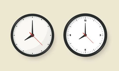 Old analog wall clock realistic minimal illustration design Stock Illustration