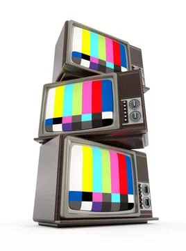 Old analogue television stack. 3D illustration Old analogue television sta... Stock Photos