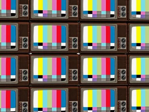 Old analogue television stack. 3D illustration Old analogue television wit... Stock Photos