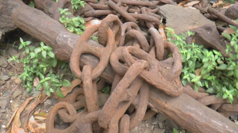 Old anchor and chain Stock Footage 34202256