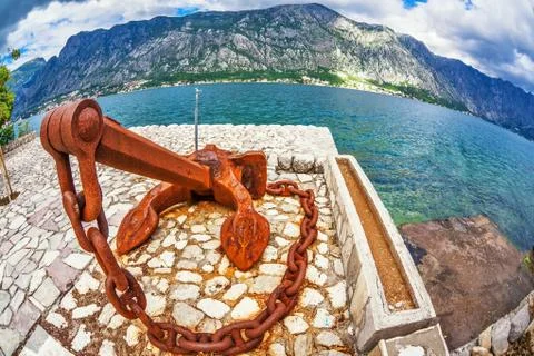 Old anchor on the waterfront Stock Photos