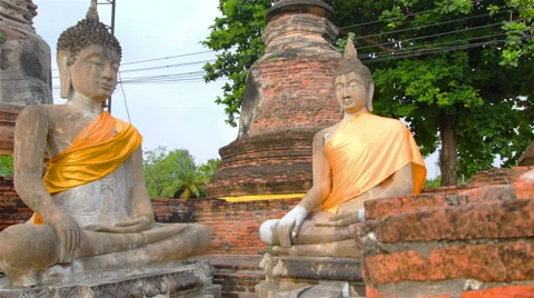 Old ancient Buddha Stock Footage 49587004