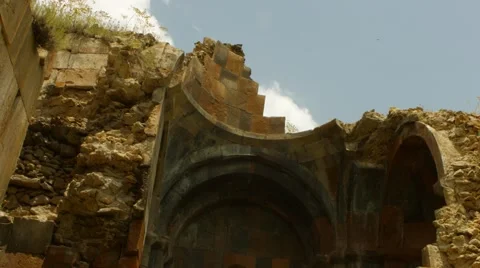 Old Ancient Monastry Ruin Stock Footage 53232632