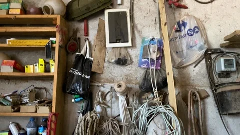 An old and abandoned carpentry workshop Vídeos de archivo 285514243