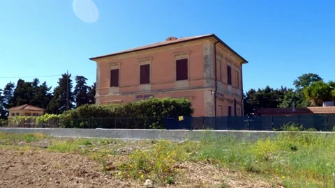 Old and abandoned train station in Lido di Noto, Sicily Stock Footage 152263360