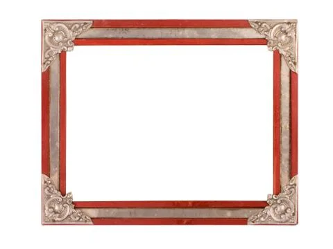 Old and aged photo frame isolated on a white background Stock Photos