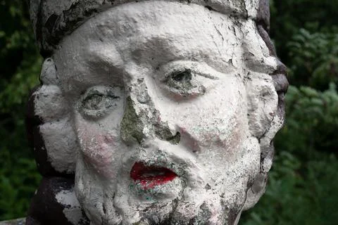 Old and aged statue of Jan Nepomucky / John of Nepomuk Stock Photos