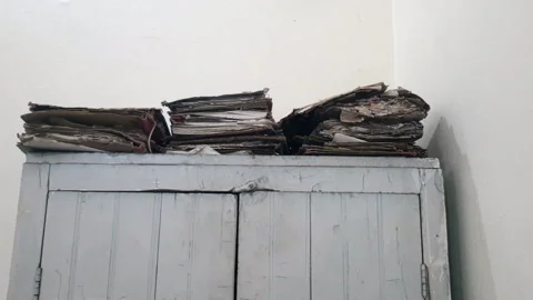 Old and damaged files Stock Footage 310331572