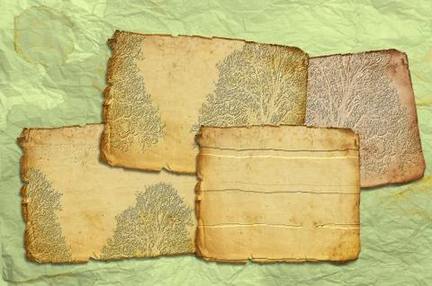 Old and damaged paper sheets Stock Illustration