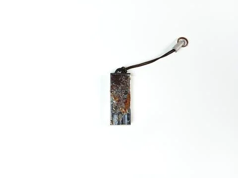 Old and damaged USB flash drive isolated on white background Stock Photos