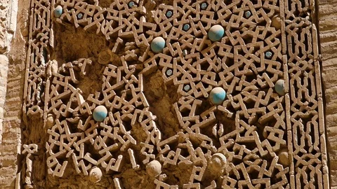 Old and damaged wall pattern carvings Stock Footage 91286514