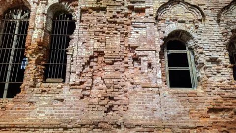Old and destroyed building from a red brick 写真素材