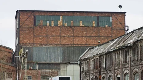 Old and destroyed shipyard hall Stock Footage 69938028