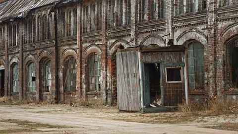 Old and destroyed shipyard hall Stock Footage 69938400