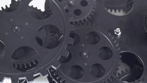 Old and Dirty Black Cogs Wheels Are Turning Stock Footage 311346131