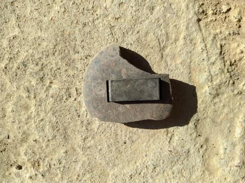 Old and dusty broken switch on concrete background Foto stock