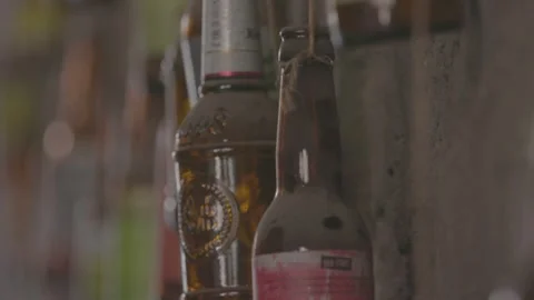 Old and dusty, small bottles 1 Stock Footage 329889368