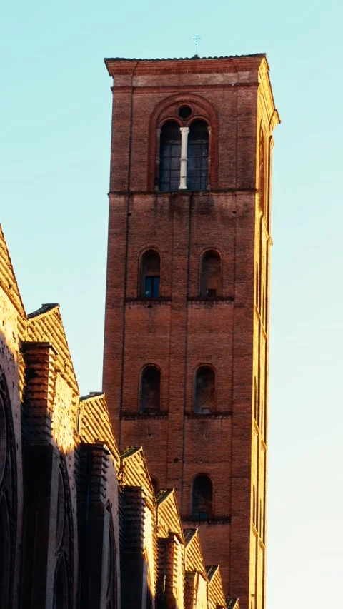 Old And Historical Landmark Tower In Bologna Stock Footage 336500469