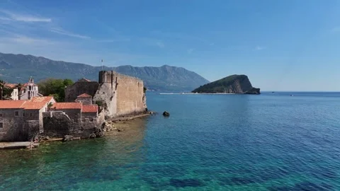 Old and modern Budva, Adriatic Sea. Center of Montenegrin tourism. Stock Footage 300463579