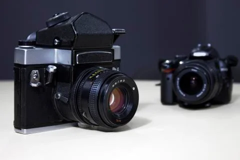 Old and new camera Stock Photos