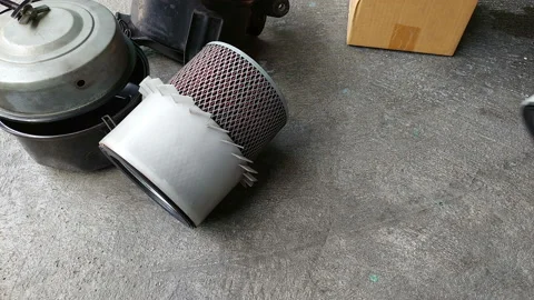 Old and new filter of engine car Stock Footage 154748953