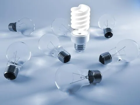 Old and new lightbulbs Illustrazione stock