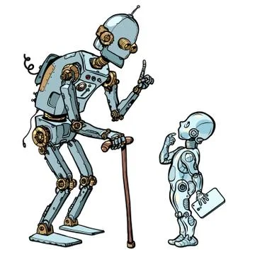 Old and new robot Illustrazione stock