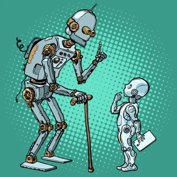 Old and new robot Stock Illustration