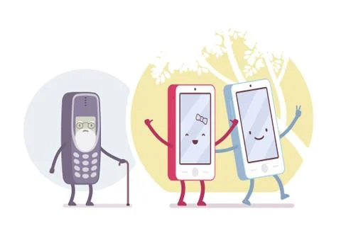 Old and new smartphone models Stock Illustration