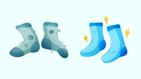Old and new socks vector drawing Stock Illustration