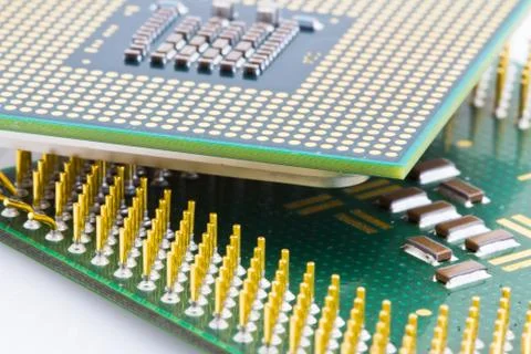 Old and new type of processors Stock-Fotos