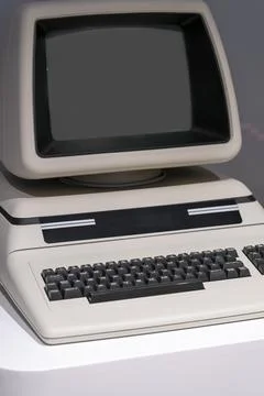 Old and obsolete computer. Working option. Stock Photos