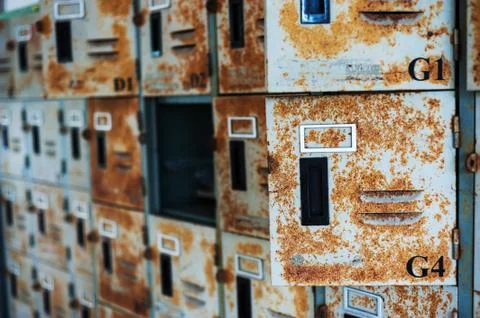 Old and rusted locker Stock Photos