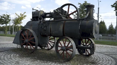 Old And Rustic Steam Train Or Tractor Stock Footage 166239323
