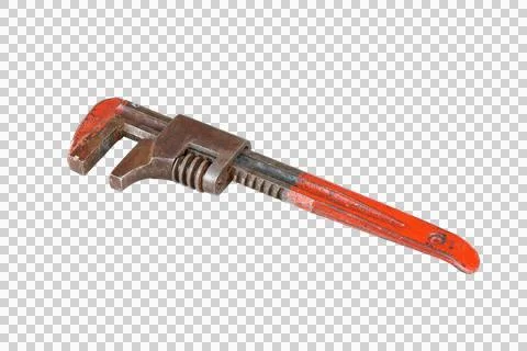 Old and rusty adjustable wrench. Stock Photos