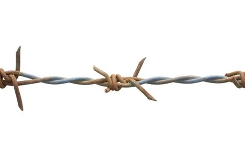 Old and rusty barbed wire isolated Stock Photos